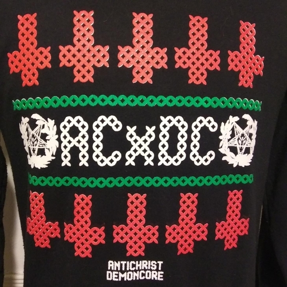 Black Craft ACDC Antichrist Holiday Sweatshirt SML Ugly Christmas sweater - Picture 3 of 3